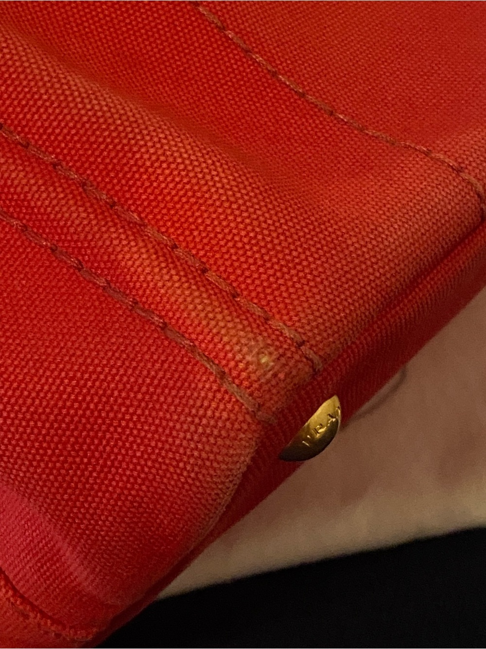 Prada Red Canapa Canvas Tote with Logo - w/Authentication Card - Picture 8 of 17